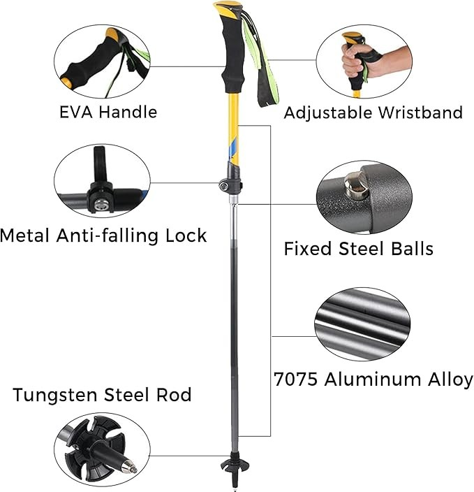 7075 Aluminium Trekking Poles with Quick Lock System