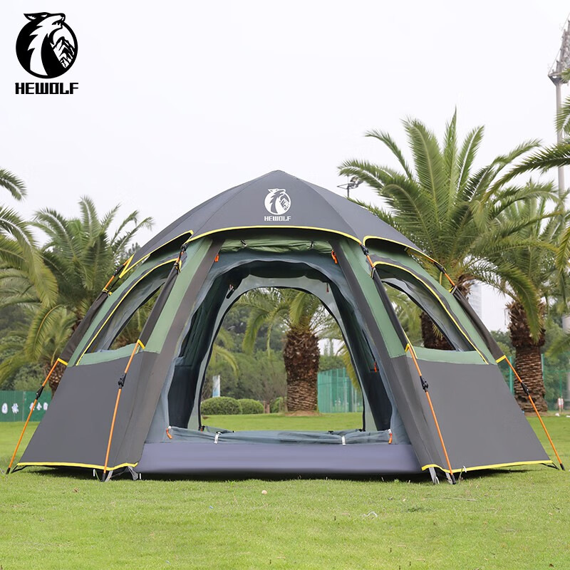 Large Hexagon Double-Layer Waterproof Camping Tent