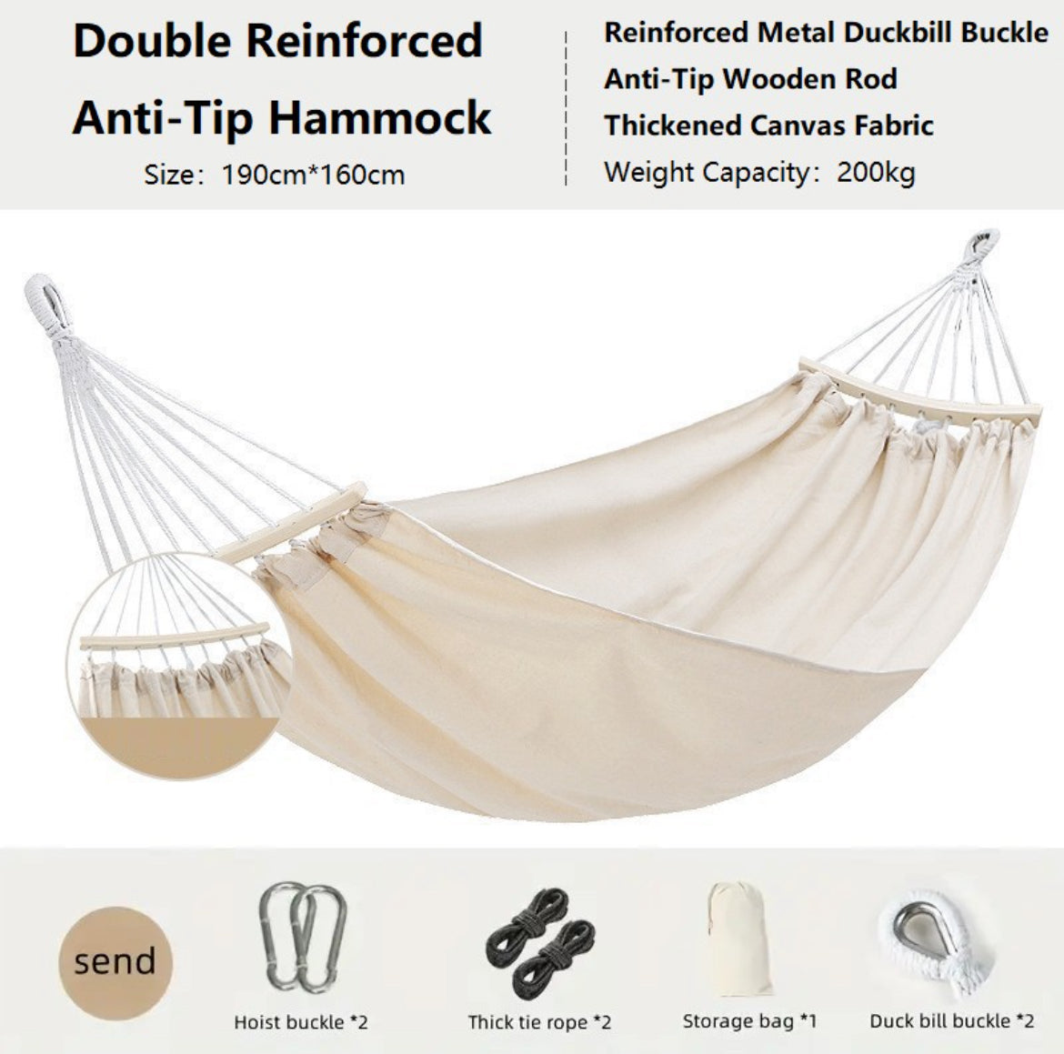 Double Reinforced Anti-Tip Hammock