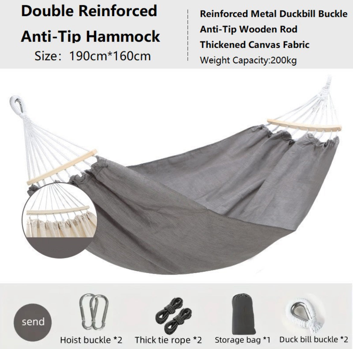 Double Reinforced Anti-Tip Hammock