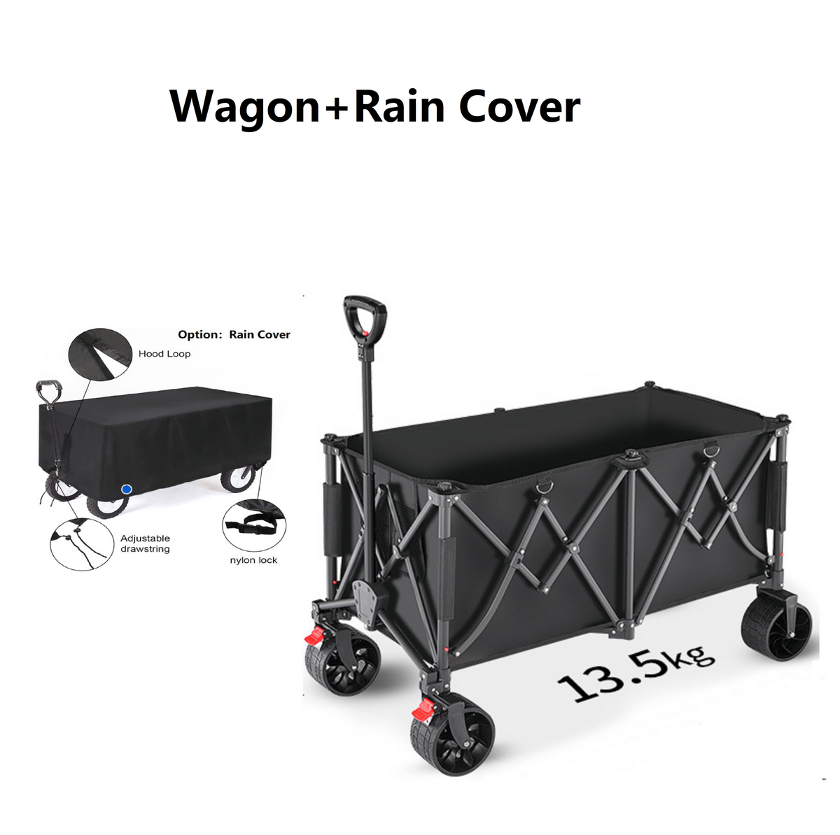 Heavy Duty Collapsible Trolley,Wagon Cart – Extra Large 260L, All-Terrain Wheels LJ1113