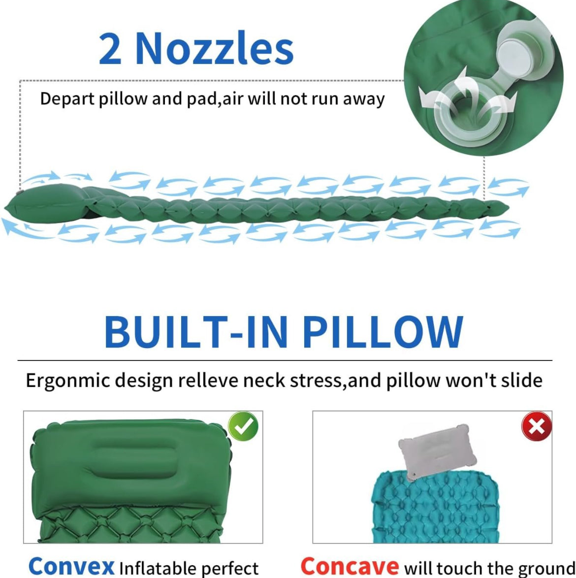 Single-Ultra-Light Inflatable Camping Sleeping Mat with Built-in Foot Pump and Pillow YFHY7011