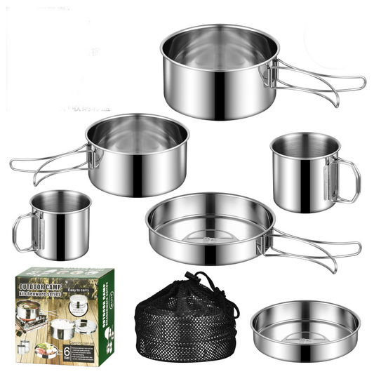 Outdoor Cookware Set - 304 Stainless Steel Camping Utensils Kit