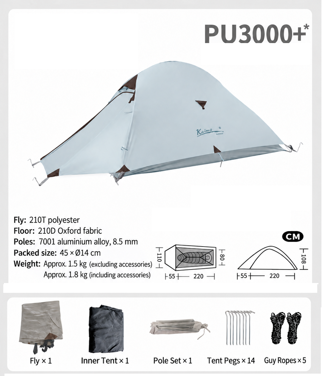 Lightweight waterproof 1-Person Hiking Tent  KM3182