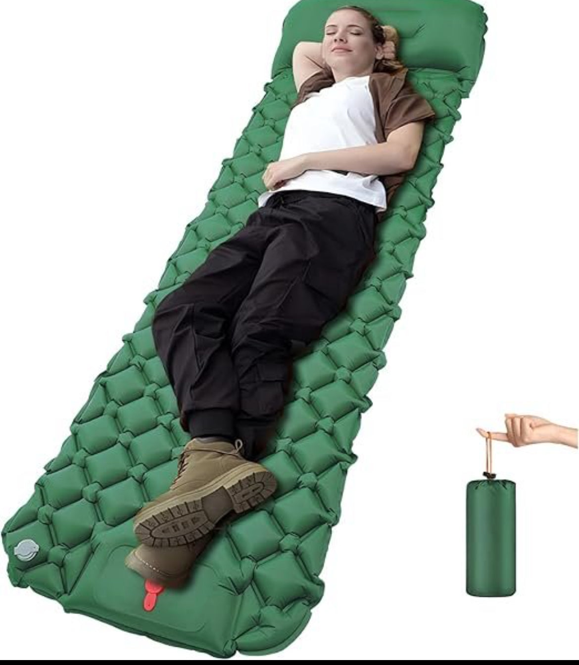 Single-Ultra-Light Inflatable Camping Sleeping Mat with Built-in Foot Pump and Pillow YFHY7011
