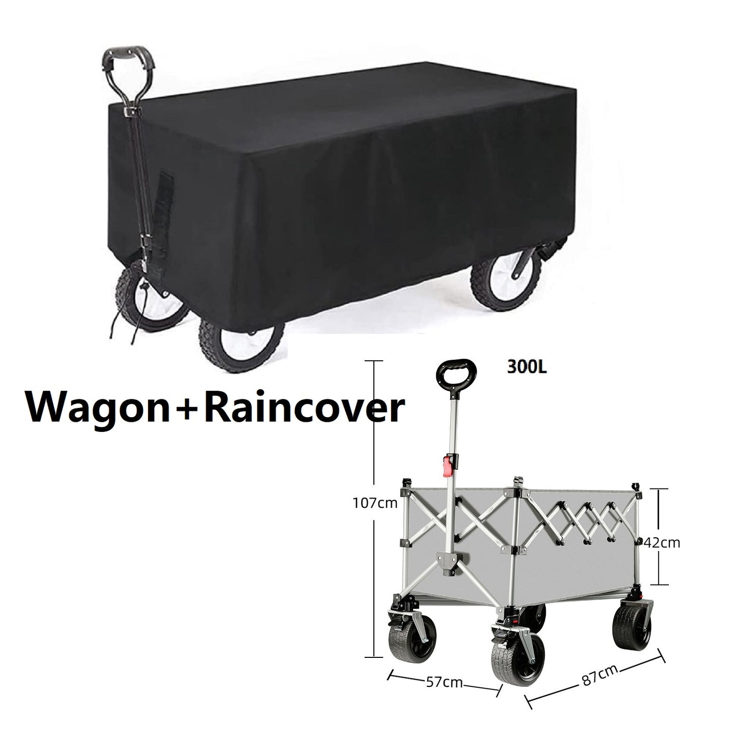 Ecotrek Foldable All-Terrain Wagon Cart 300L Heavy Duty Beach Cart XY3104