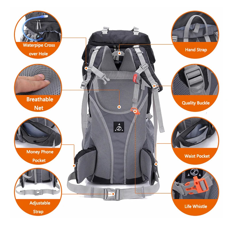 60L Camping Backpack – Ideal for Hiking, Climbing and Mountaineering