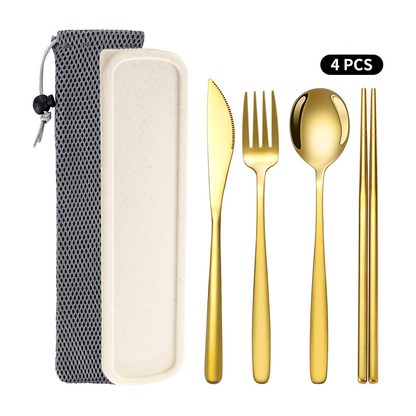 Ecotrek Korean Style Stainless Steel Outdoor Cutlery Set with Storage Box or Bag PJL2011