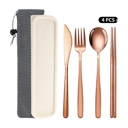 Ecotrek Korean Style Stainless Steel Outdoor Cutlery Set with Storage Box or Bag PJL2011
