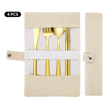 Ecotrek Korean Style Stainless Steel Outdoor Cutlery Set with Storage Box or Bag PJL2011