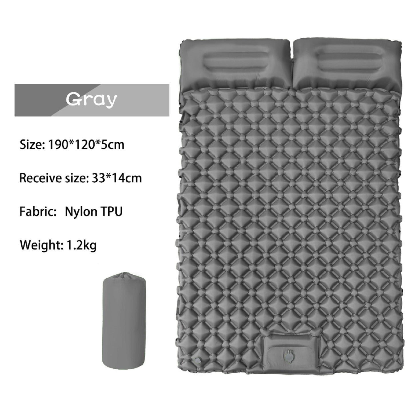 Ultralight 2 Person Inflatable Camping Sleeping Mat with Built-in Foot Pump and Pillow YFHW7016