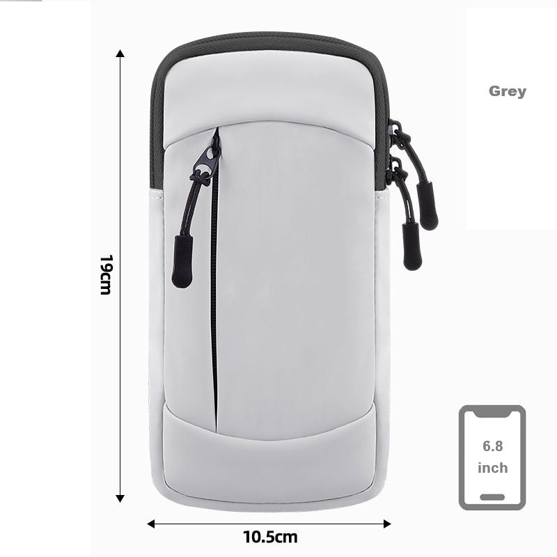 Waterproof Running Armband Phone Holder – 2 Pocket Sports Wrist Wallet for Gym & Outdoor Exercise (Fits up to 6.8” phone)