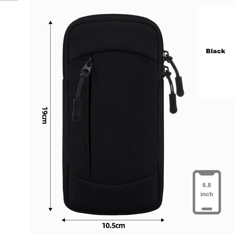 Waterproof Running Armband Phone Holder – 2 Pocket Sports Wrist Wallet for Gym & Outdoor Exercise (Fits up to 6.8” phone)