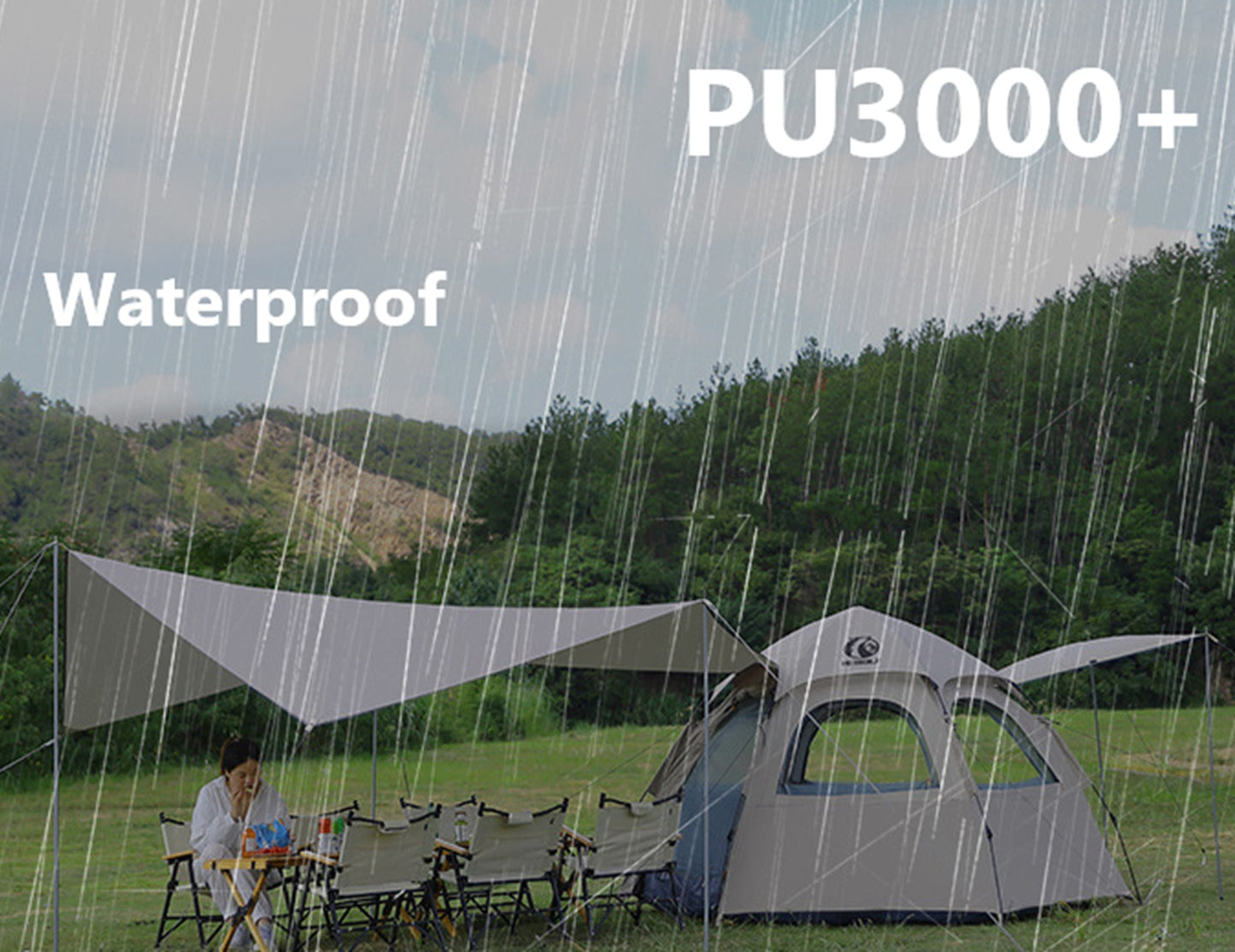 Pop-up Hexagonal Double-Layer Waterproof Tent + Winged Canopy