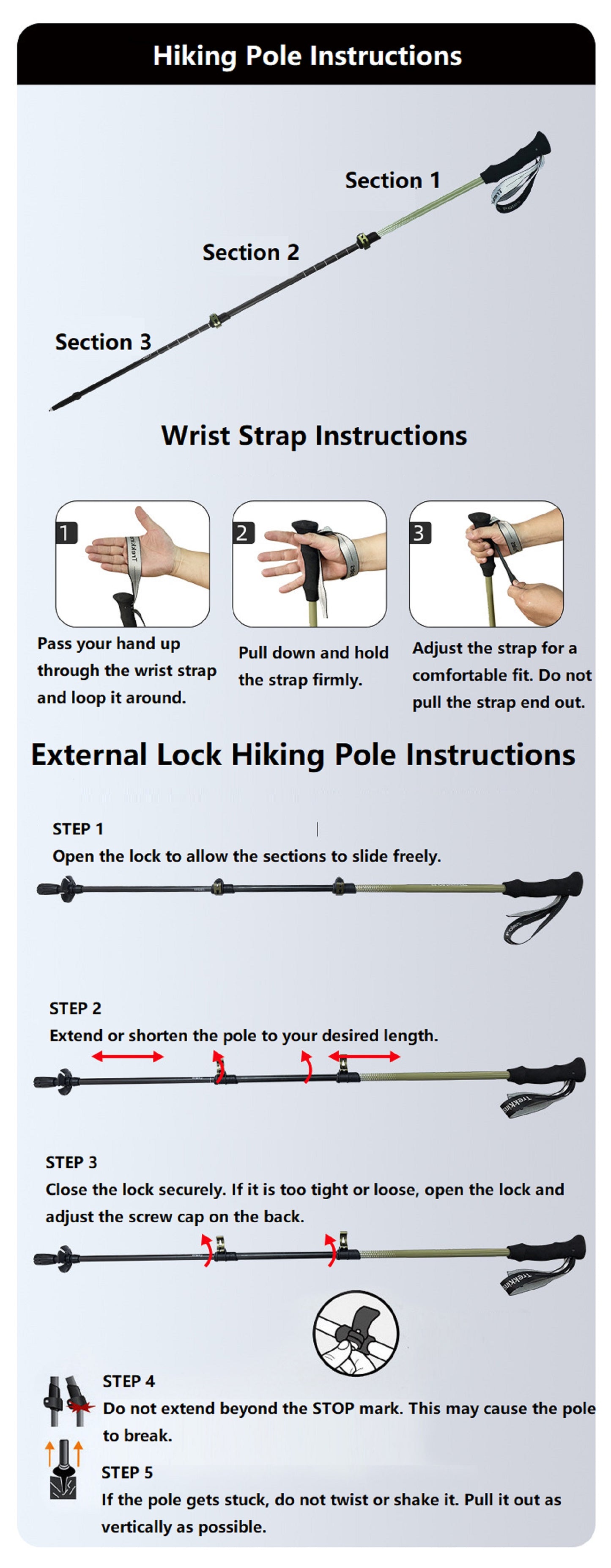 Carbon Fibre Hiking Poles – Ultra-Lightweight 3-Section Adjustable Trekking Poles LBDS11687