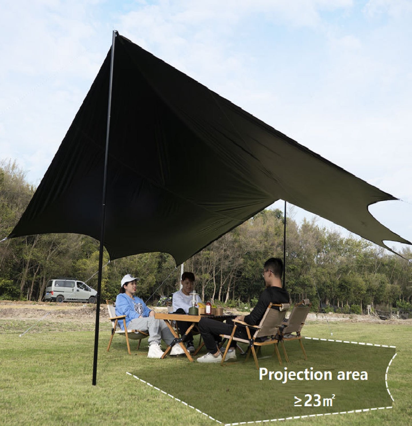 Camping Black-Glue Coating Canopy – Portable Beach & Outdoor Sun Shelter