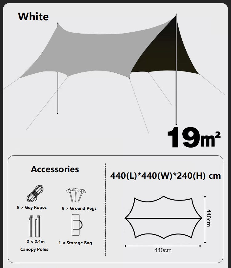 Camping Black-Glue Coating Canopy – Portable Beach & Outdoor Sun Shelter