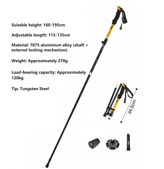 Hiking Poles Foldable 110–135 cm – 7075 Aluminium Trekking Poles