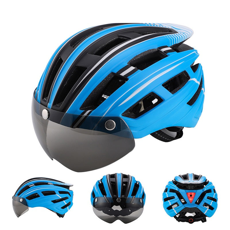 HT-22 Adult Bike Helmet – Lightweight Cycling Helmet with Magnetic Goggles & LED Tail Light HT43204
