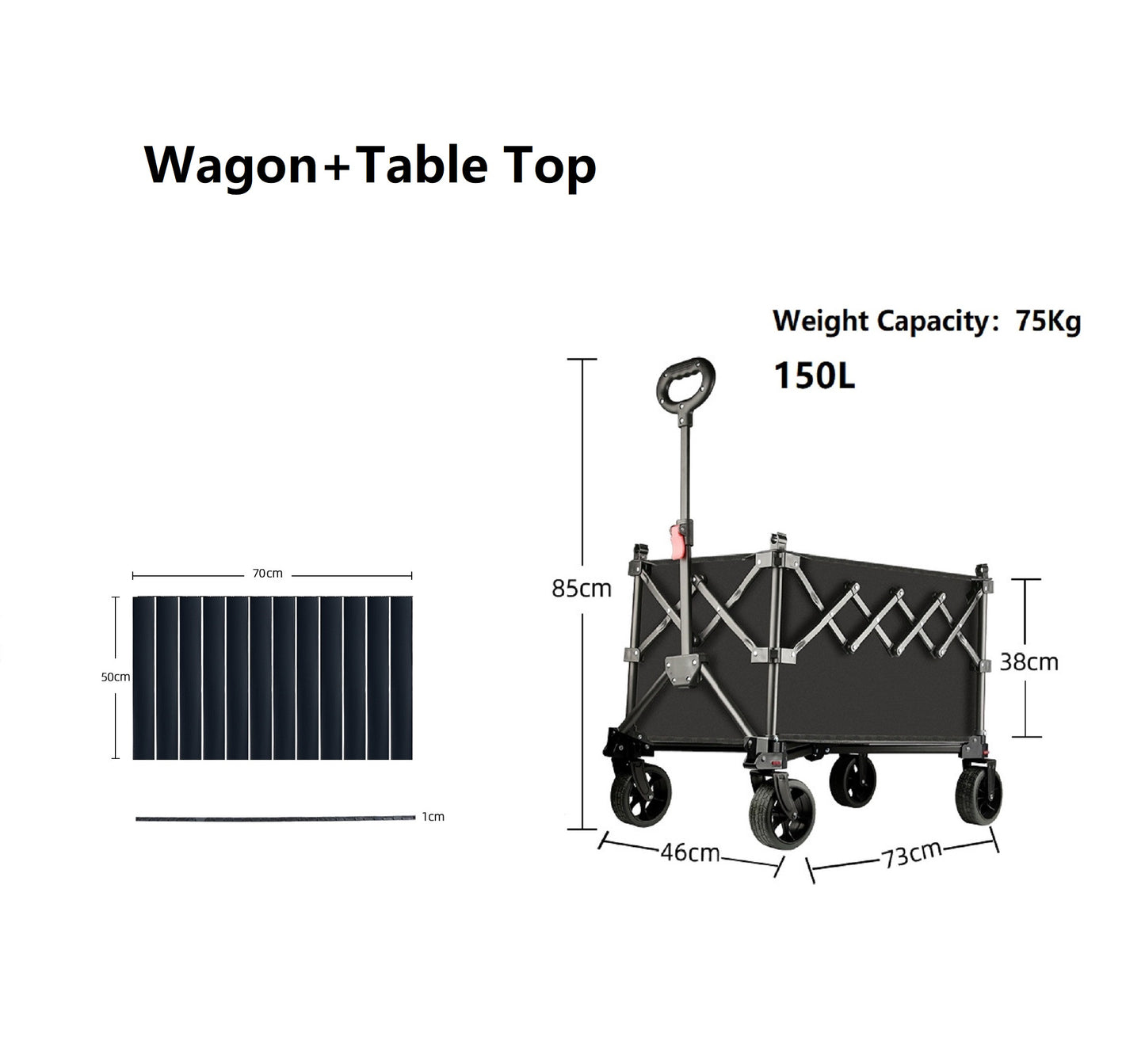 Ecotrek Folding Camping Trolley Heavy Duty Wagon Cart 150L XY3073
