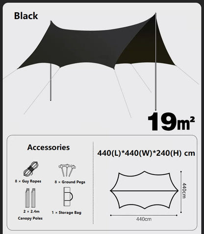 Camping Black-Glue Coating Canopy – Portable Beach & Outdoor Sun Shelter LCF10113
