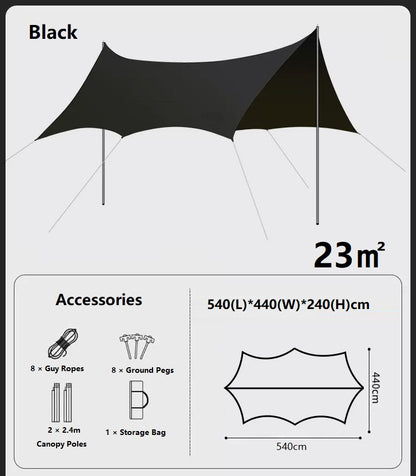 Camping Black-Glue Coating Canopy – Portable Beach & Outdoor Sun Shelter LCF10113