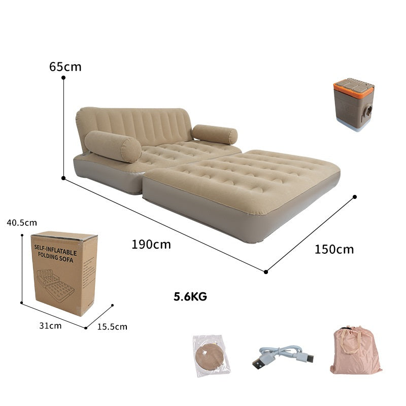 2-in-1 Inflatable Sofa Bed – Double Air Couch with High Backrest and Built-in Pump LX9521