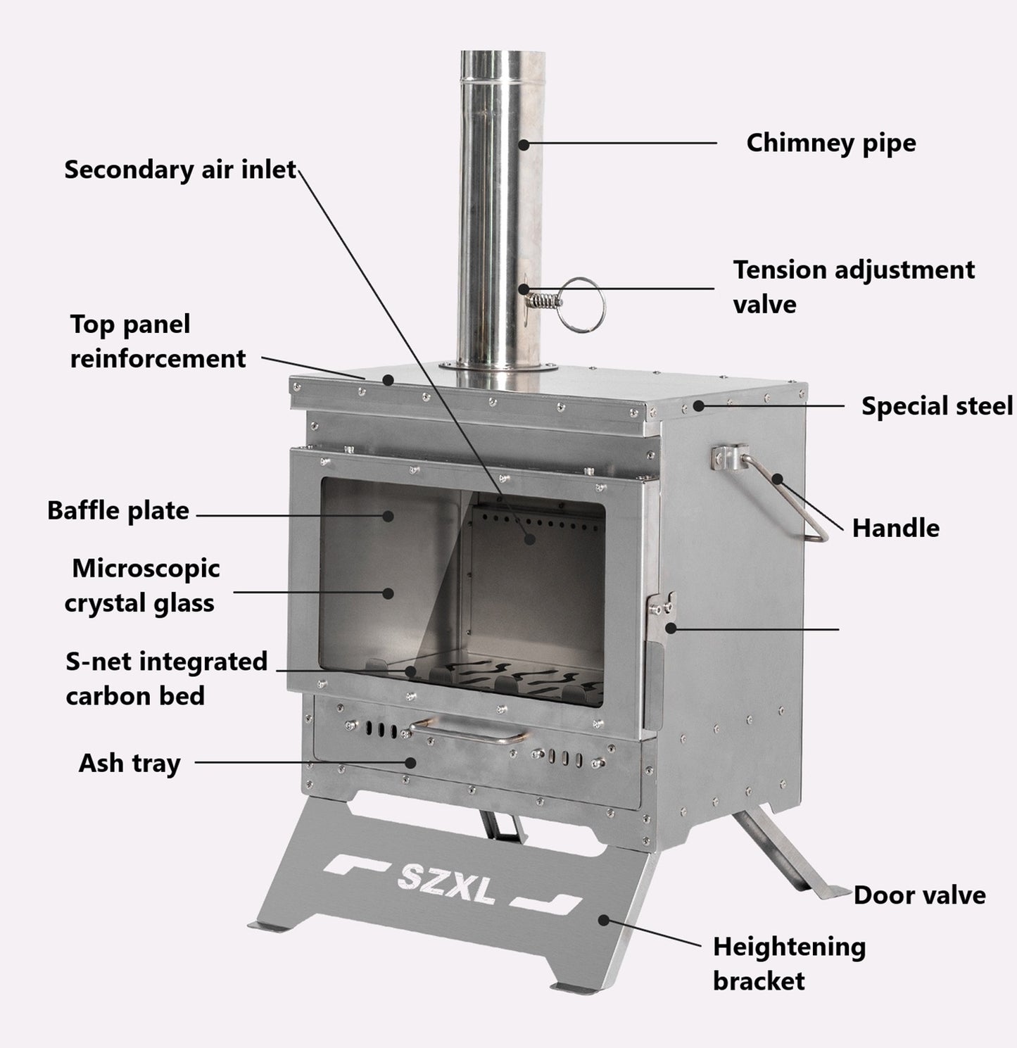Wood Burning Stove – Outdoor Winter Heating Stove with Fire Viewing Glass