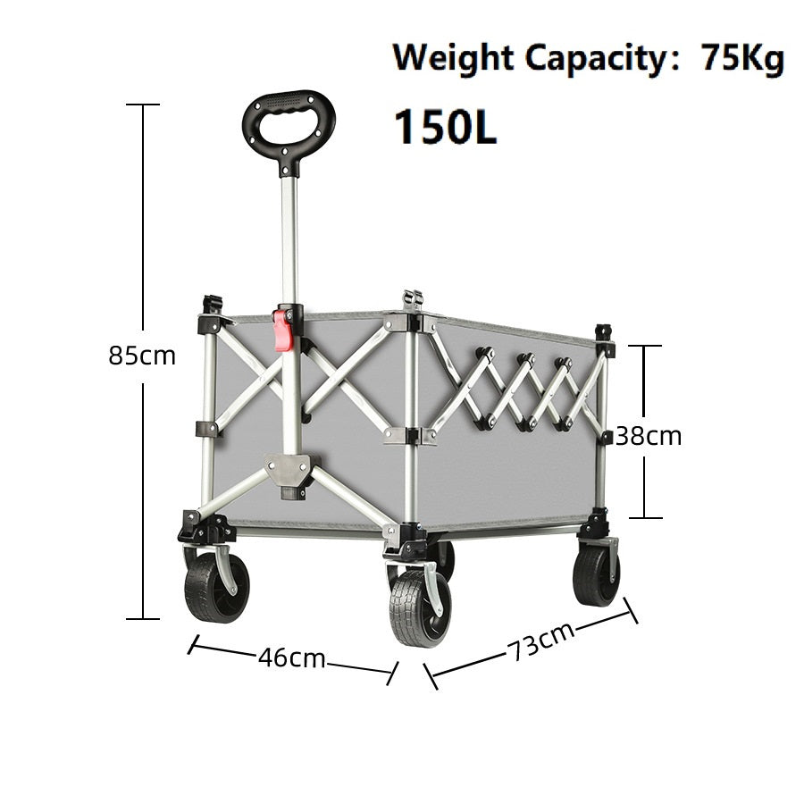 Ecotrek Folding Camping Trolley Heavy Duty Wagon Cart 150L XY3073