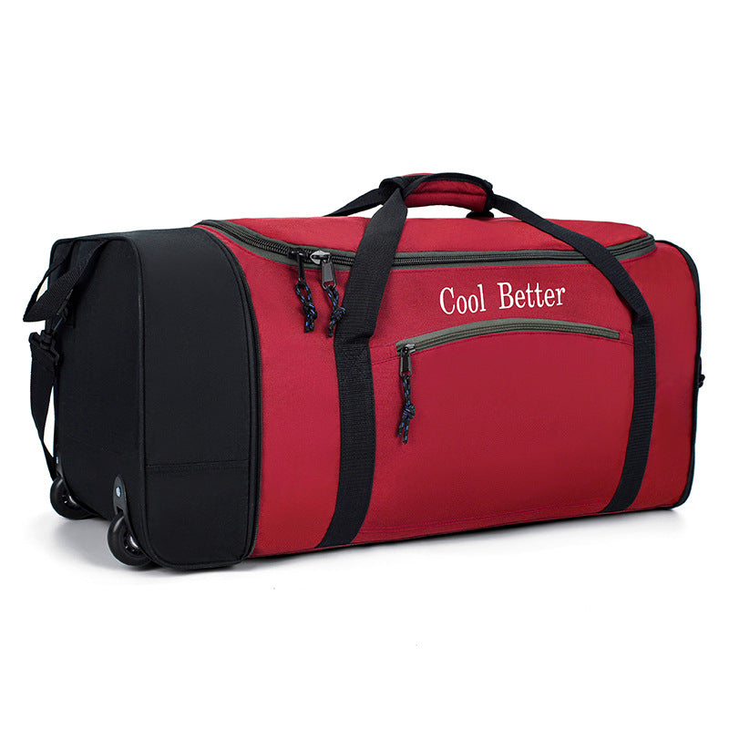 55L Foldable Rolling Duffel Bag with 2 Wheels – Waterproof Oxford Weekender Travel Bag FL6121