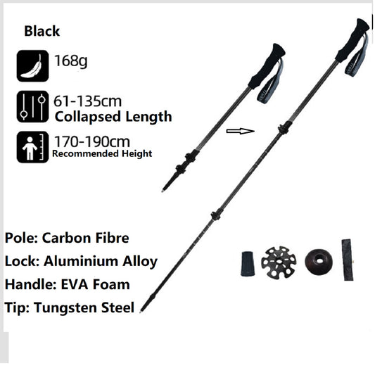 Carbon Fibre Hiking Poles – Ultra-Lightweight 3-Section Adjustable Trekking Poles LBDS11687