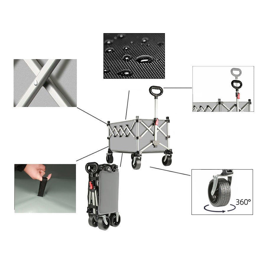 Ecotrek Foldable All-Terrain Wagon Cart 300L Heavy Duty Beach Cart XY3104