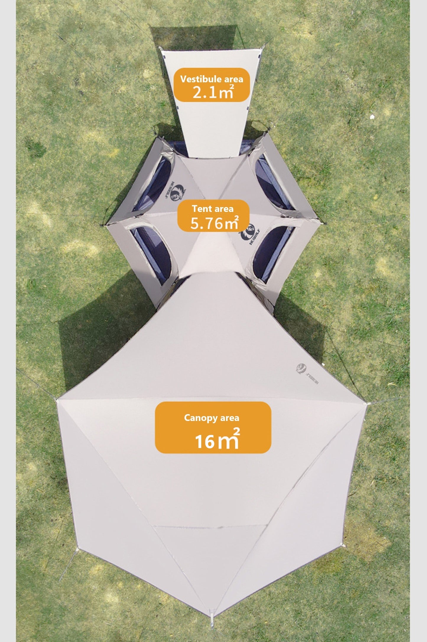 Pop-up Hexagonal Double-Layer Waterproof Tent + Winged Canopy