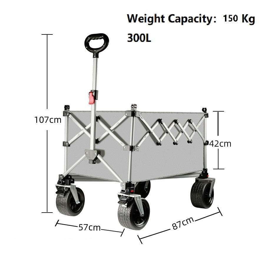 Ecotrek Foldable All-Terrain Wagon Cart 300L Heavy Duty Beach Cart XY3104