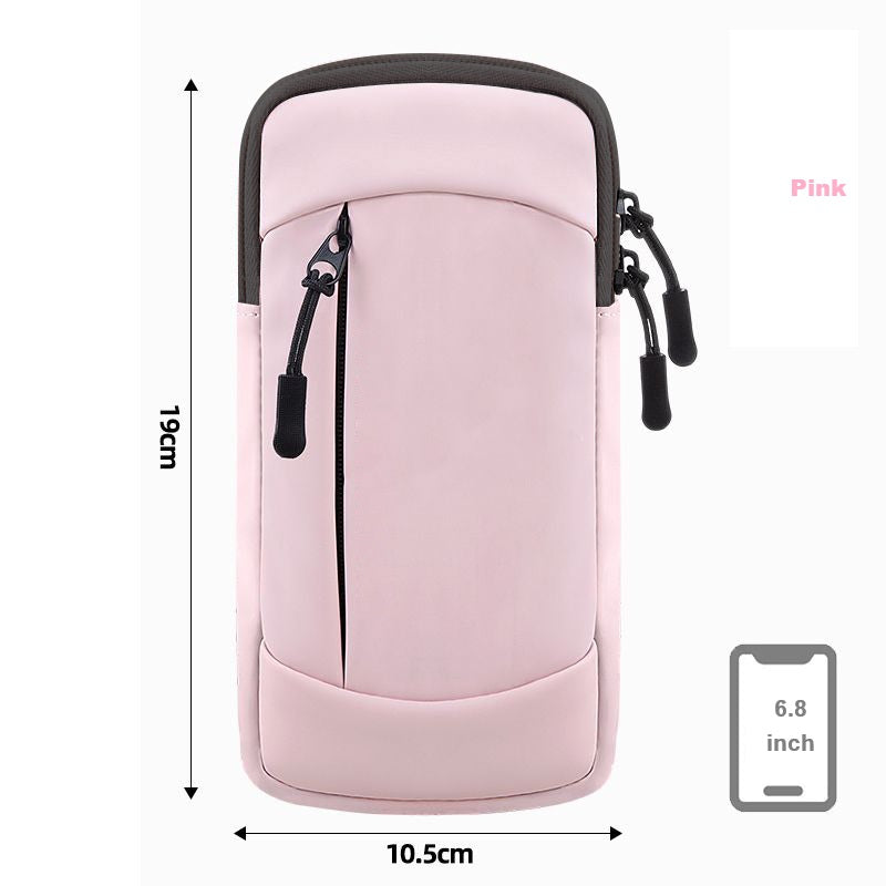 Waterproof Running Armband Phone Holder – 2 Pocket Sports Wrist Wallet for Gym & Outdoor Exercise (Fits up to 6.8” phone)