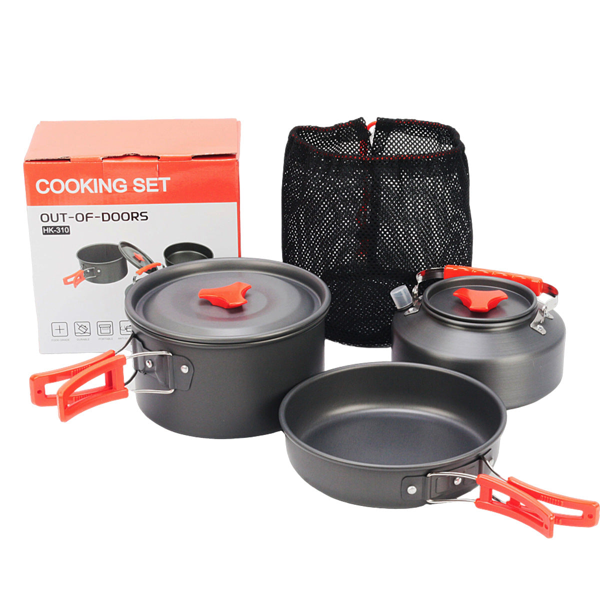 Portable Integrated Camp Cookware Set - Aluminium Carbide Cookset for Travel, Camping, Hiking, Picnic & BBQs HL57507