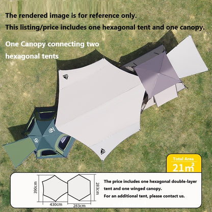 Pop-up Hexagonal Double-Layer Waterproof Tent + Winged CanopyDYLF2063
