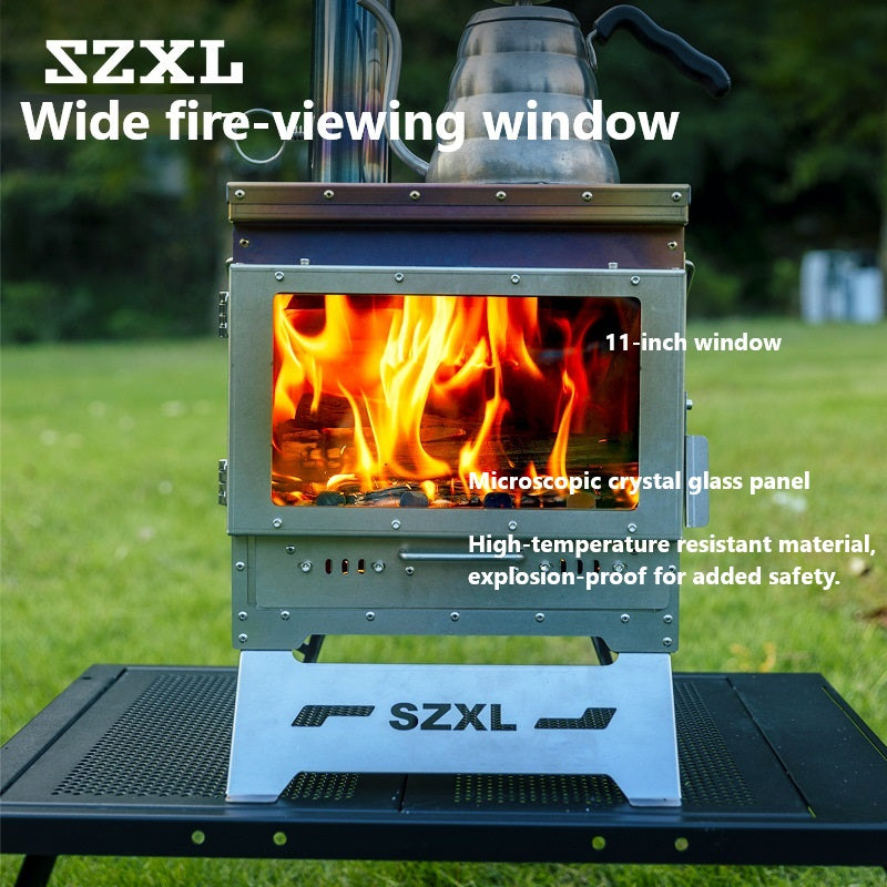 Wood Burning Stove – Outdoor Winter Heating Stove with Fire Viewing Glass