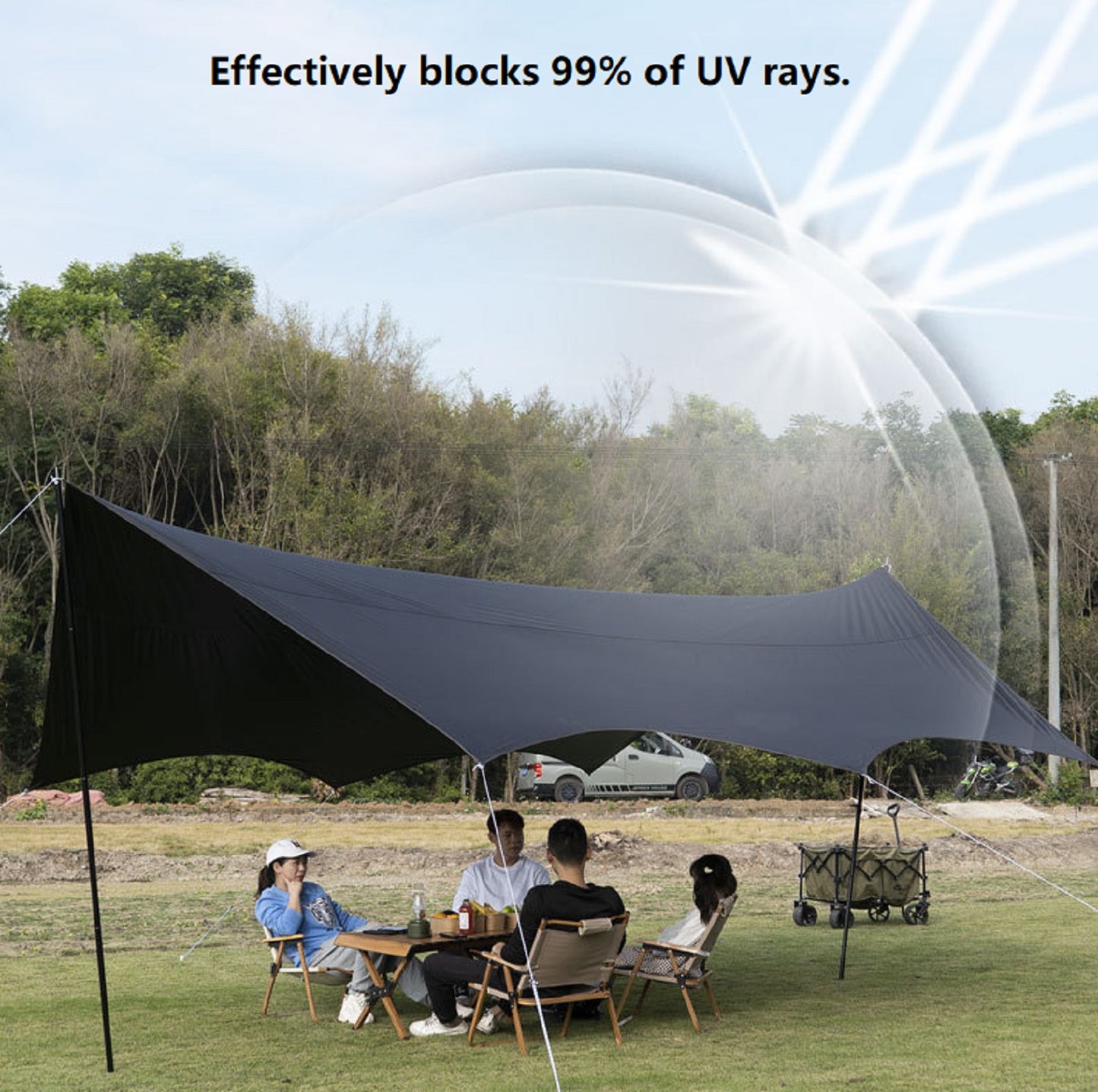 Camping Black-Glue Coating Canopy – Portable Beach & Outdoor Sun Shelter