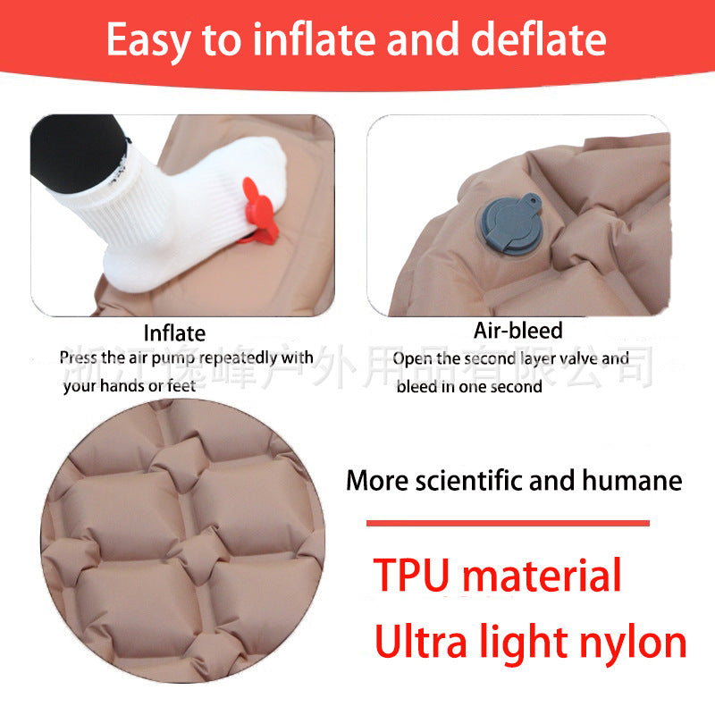 Ultralight 2 Person Inflatable Camping Sleeping Mat with Built-in Foot Pump and Pillow YFHW7016
