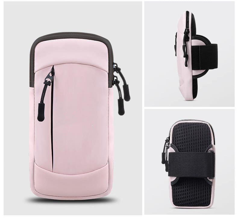 Waterproof Running Armband Phone Holder – 2 Pocket Sports Wrist Wallet for Gym & Outdoor Exercise (Fits up to 6.8” phone)