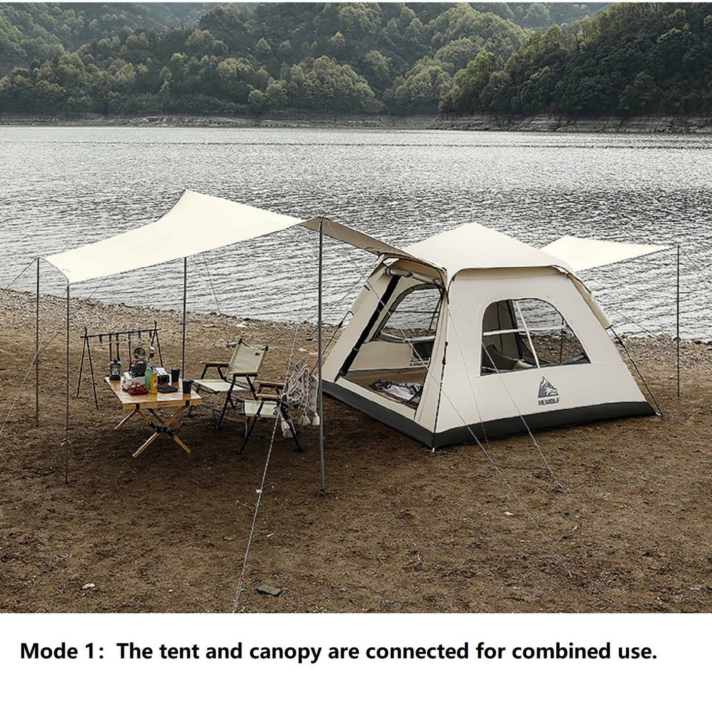 Portable Fully Automatic Waterproof Camping Tent with Canopy for All-Season