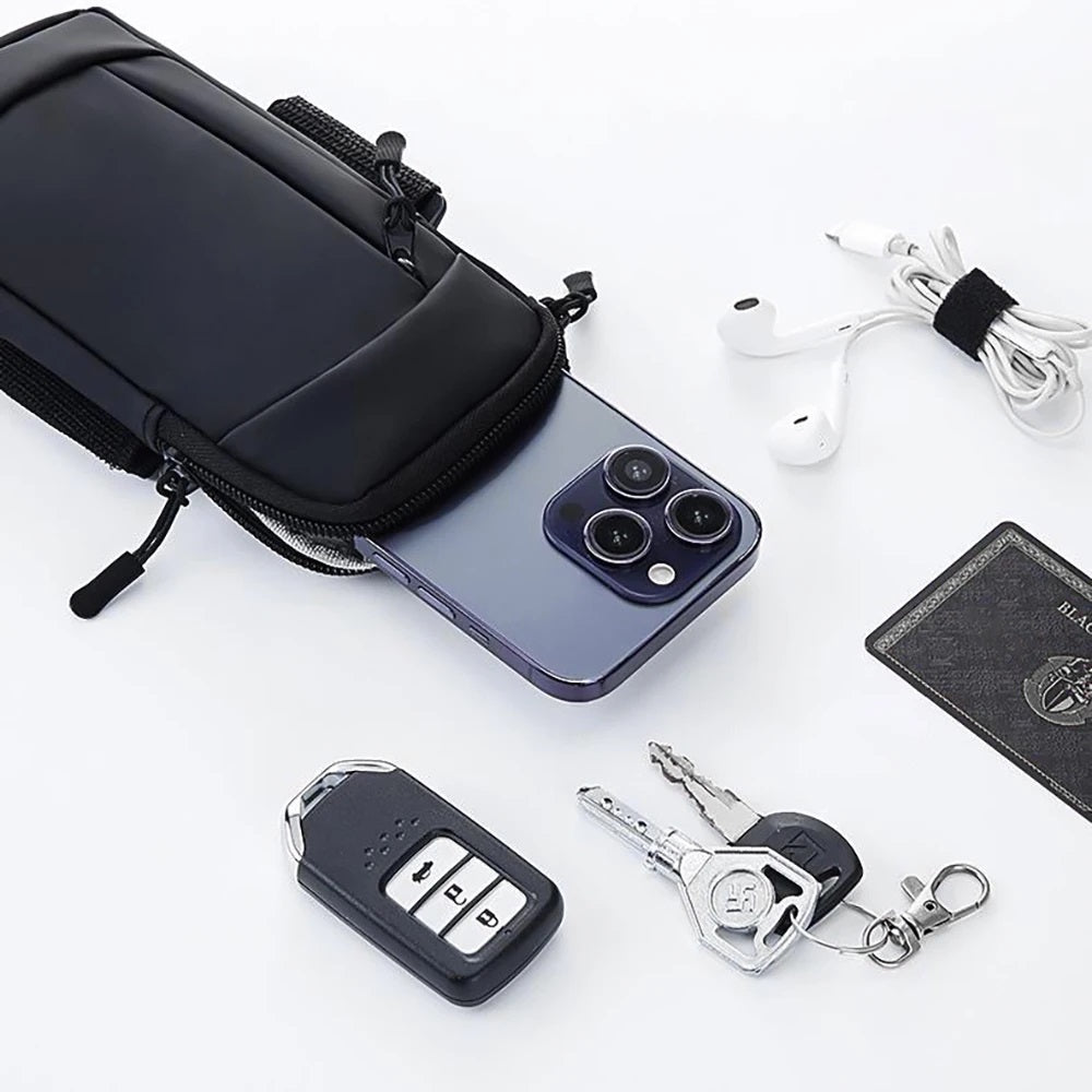 Waterproof Running Armband Phone Holder – 2 Pocket Sports Wrist Wallet for Gym & Outdoor Exercise (Fits up to 6.8” phone)