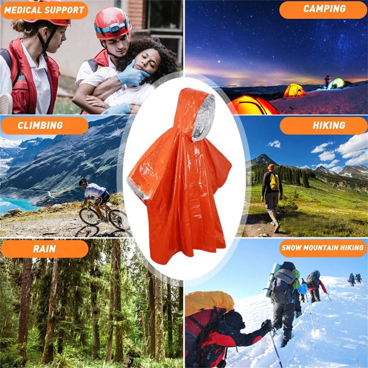 Emergency Thermal Blanket & Raincoat – Compact, Waterproof LCK7011