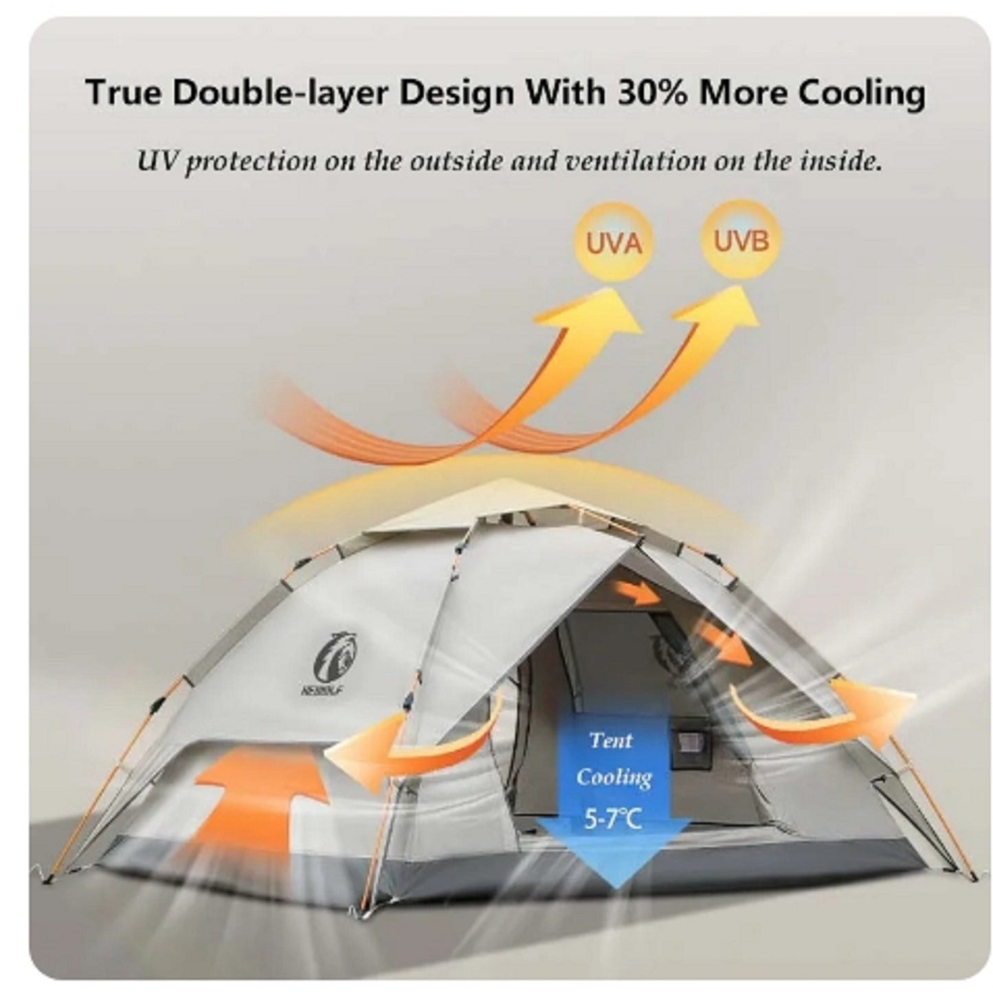 Double Layer Camping Tent Waterproof Pop-up Tent 3-4 Person