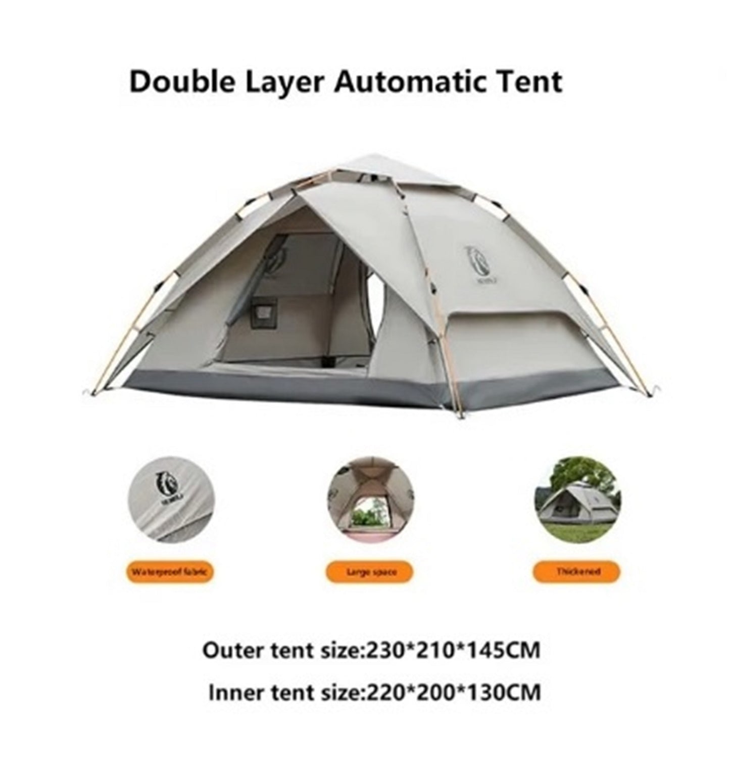 Double Layer Camping Tent Waterproof Pop-up Tent 3-4 Person