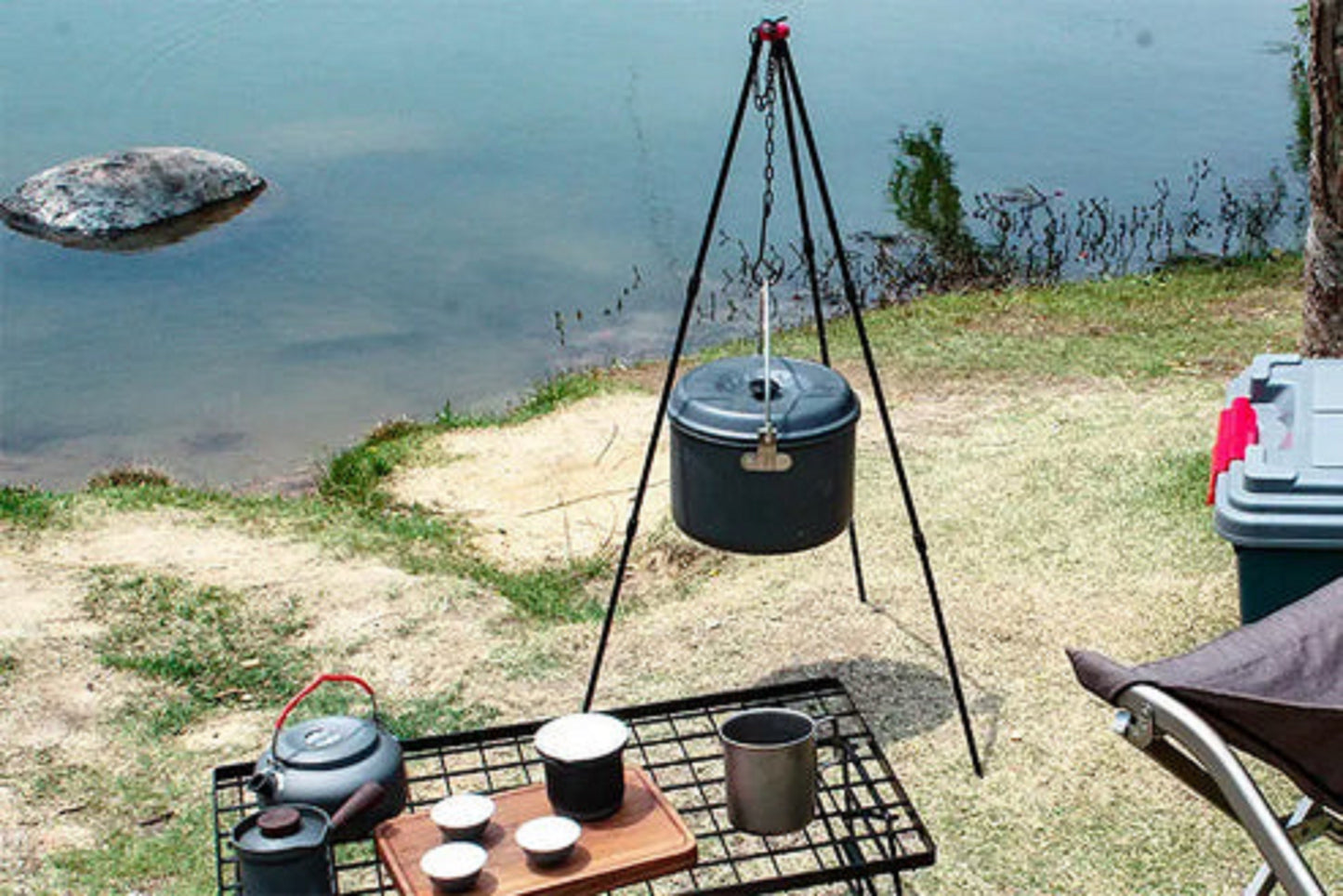 Portable Camping Bonfire Tripod Frame – Adjustable Hanging Chain | Aluminium Alloy HS23711