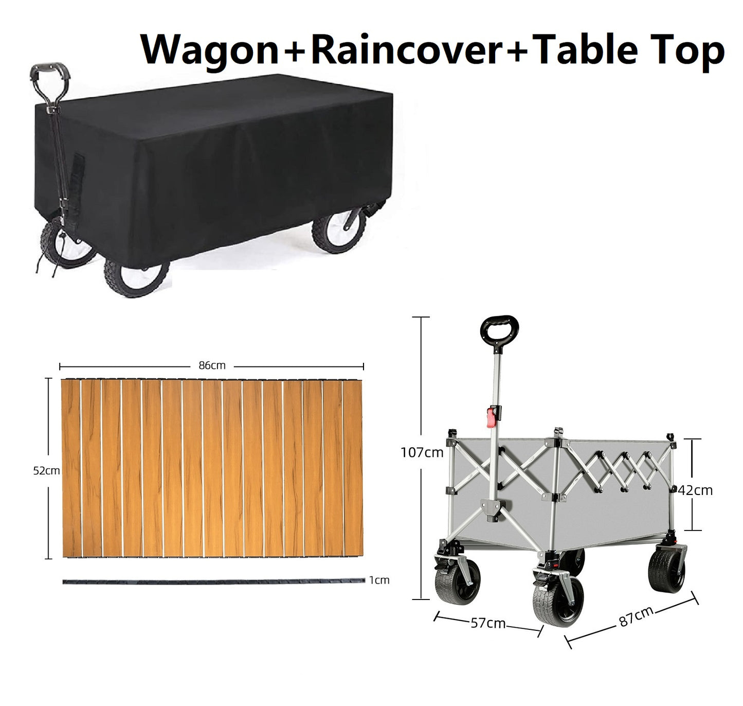 Ecotrek Foldable All-Terrain Wagon Cart 300L Heavy Duty Beach Cart XY3104