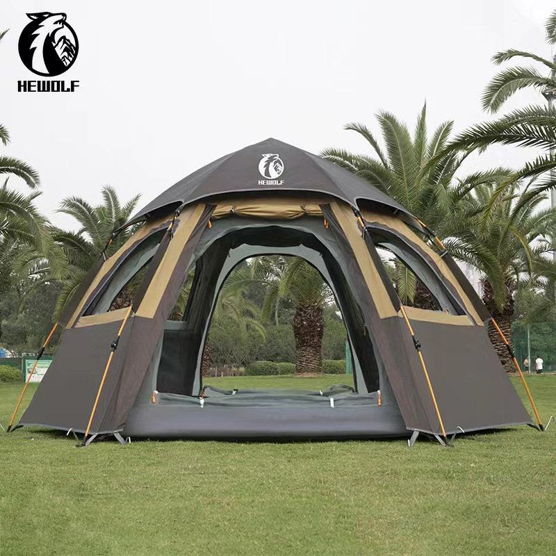 Large Hexagon Double-Layer Waterproof Camping Tent