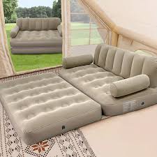 2-in-1 Inflatable Sofa Bed – Double Air Couch with High Backrest and Built-in Pump LX9521